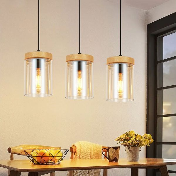 Nettlife Pendelleuchte Esstisch 1/3 Flammig Vintage Glas E27 Wohnzimmer Hängeleuchte, Höhenverstellbar, LED wechselbar, Pendellampe Höhenverstellbar für Küche