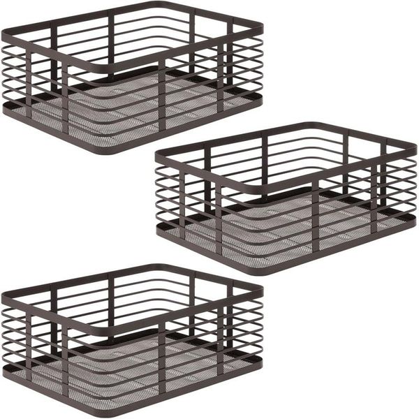 mDesign Drahtkorb Gitterbox Aufbewahrung Organizer 3er Set Metall Bronze