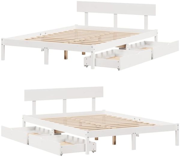 vidaXL Massivholzbett ohne Matratze Weiß 135x190 cm Kiefernholz 3301505 Bild 9