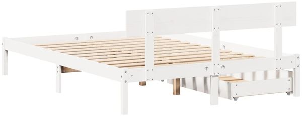 vidaXL Massivholzbett ohne Matratze Weiß 135x190 cm Kiefernholz 3301505 Bild 6