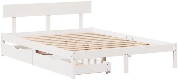 vidaXL Massivholzbett ohne Matratze Weiß 135x190 cm Kiefernholz 3301505 Bild 3