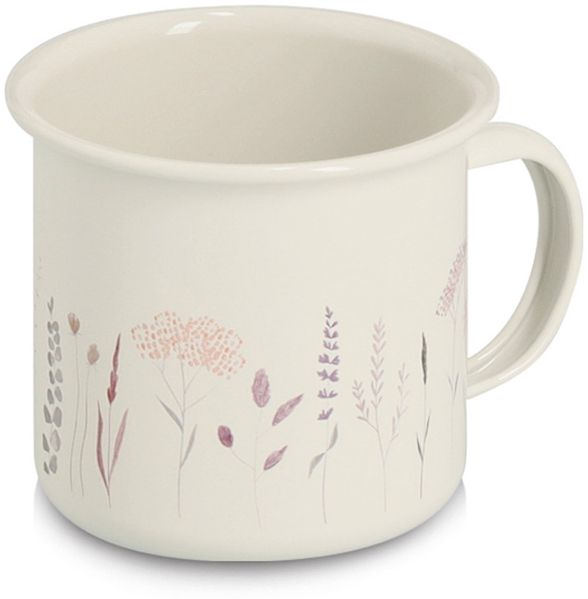 ZELLER 19400 Tasse 320 ml FLOWERS Metall, weiß/Dekor