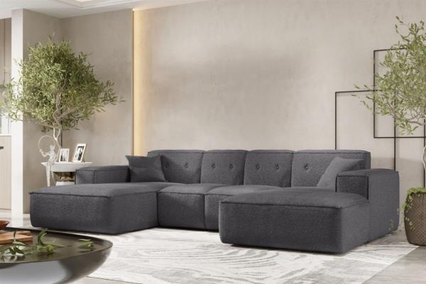 Wohnlandschaft Sofa U-Form CESINA XS in Stoff Ascot Bukla Grafit