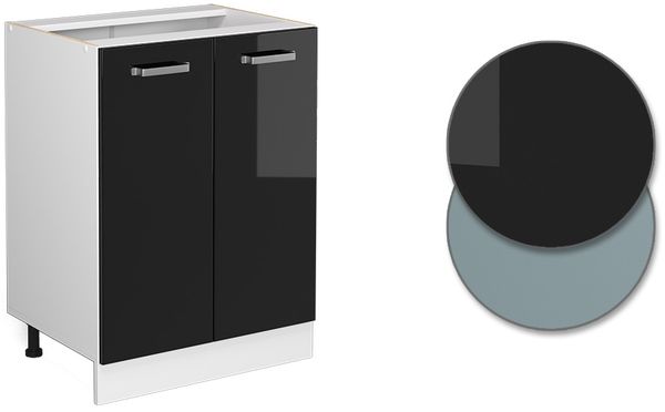 Küchenunterschrank R-Line Schwarz Hochglanz 60 cm , AP Eiche Vicco Bild 5
