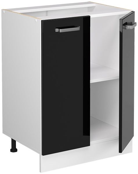 Küchenunterschrank R-Line Schwarz Hochglanz 60 cm , AP Eiche Vicco Bild 4