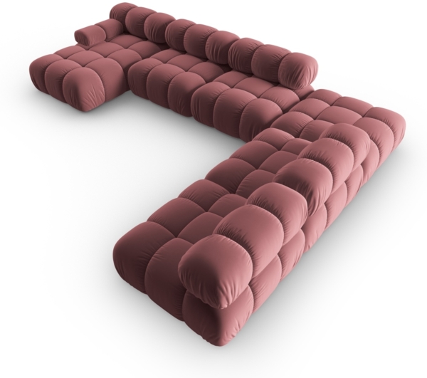 Micadoni Modulares Panorama Ecksofa Bellis 7-Sitzer Rechts Samt Bluvel Rosa Bild 3