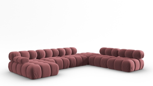 Micadoni Modulares Panorama Ecksofa Bellis 7-Sitzer Rechts Samt Bluvel Rosa Bild 2