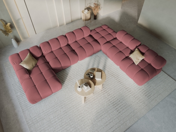 Micadoni Modulares Panorama Ecksofa Bellis 7-Sitzer Rechts Samt Bluvel Rosa Bild 8