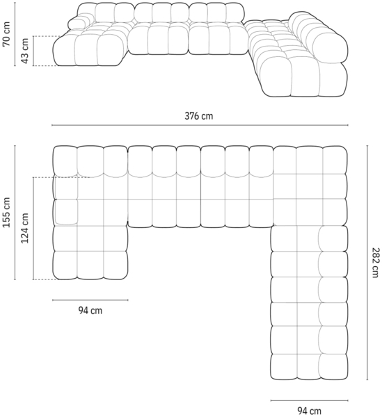Micadoni Modulares Panorama Ecksofa Bellis 7-Sitzer Rechts Samt Bluvel Rosa Bild 9