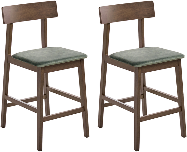 Set mit 2 Barstühlen ISANTI Holz Dunkelbraun Grün