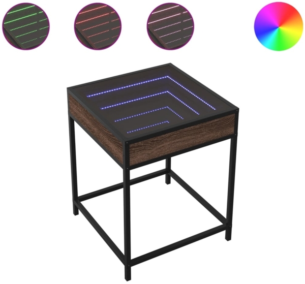 vidaXL Couchtisch mit Infinity-LED Braun Eichen-Optik 40x40x51 cm 847676