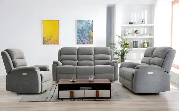 Vente-unique - NEVERS Sofa and armchair set Stoff Grau - B 95 cm x H 103 cm x L 187 cm171 cm86 cm
