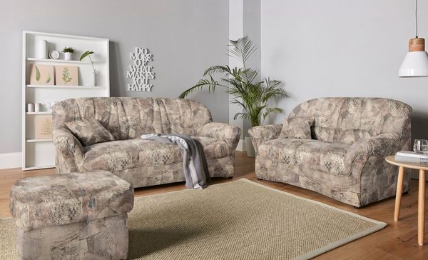 DOMO collection Polstergarnitur Bahia belastbar bis 140kg/ Sitz, mit Federkern, (Set), Microfaser MELROSE®, mocca