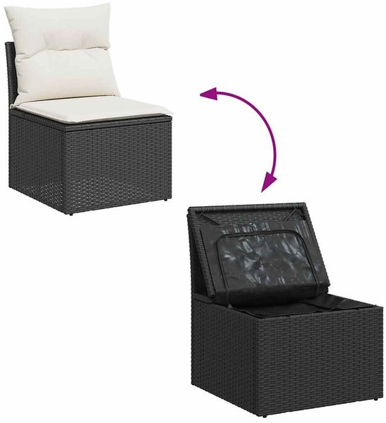 vidaXL 8-tlg. Garten-Sofagarnitur mit Kissen Schwarz Poly Rattan 3327682 Bild 7