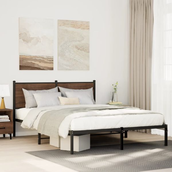 vidaXL Metallbett ohne Matratze Räuchereiche 140x190 cm 4007667