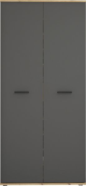 Schuhschrank >Leon< 2 Türen + Schübe, 9 Böden, Eiche Dekor / Anthrazit - 90x195x38cm BxHxT Bild 4