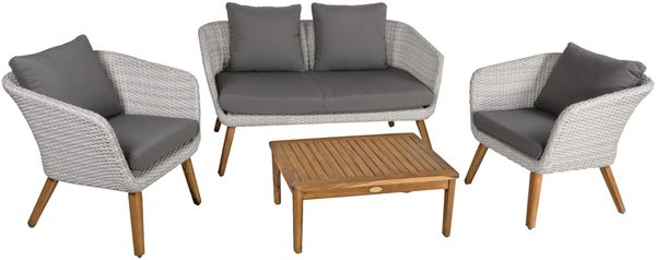 Garten-Sitzgruppe OSAKA - Akazie, Dunkelbraun | Gartenmöbel-Set Gartengarnitur Garten-Essgruppe mit Stühlen und Esstisch