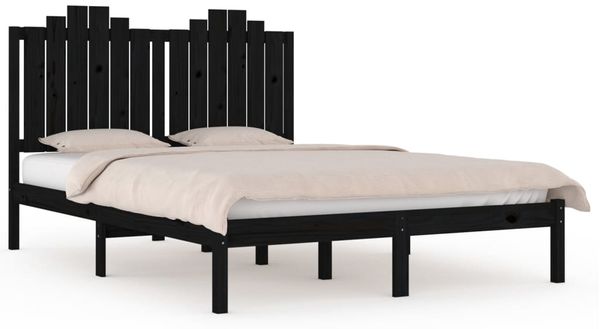 vidaXL Massivholzbett Schwarz Kiefer 140x190 cm [3103762] Bild 2