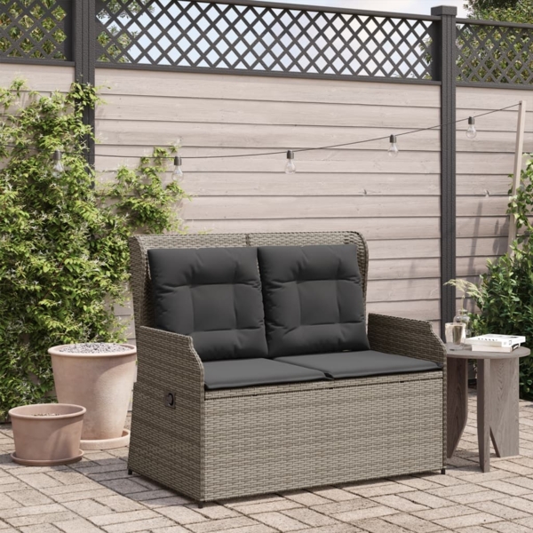 vidaXL Gartenbank Verstellbar mit Kissen Grau Poly Rattan 368957 Bild 2