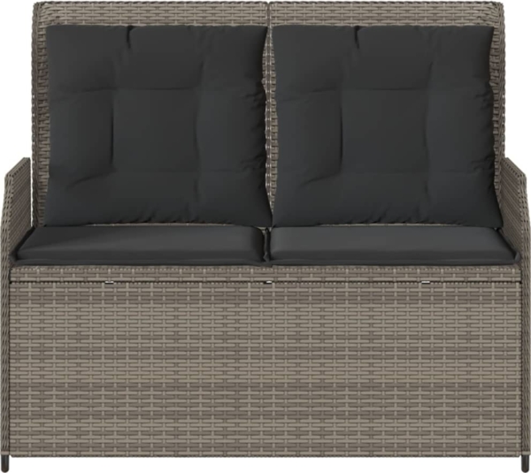 vidaXL Gartenbank Verstellbar mit Kissen Grau Poly Rattan 368957 Bild 3