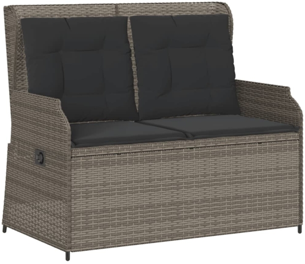 vidaXL Gartenbank Verstellbar mit Kissen Grau Poly Rattan 368957 Bild 1