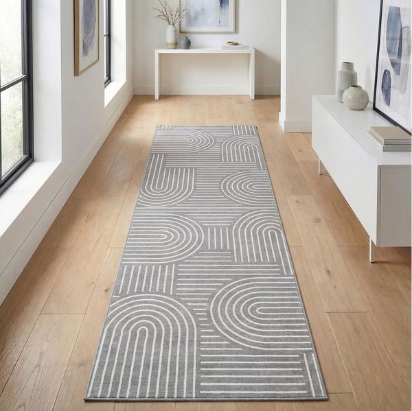 GarveeMore Teppich Rhythmus und Prosodie, rechteckig, Höhe: 7 mm, Geometrisches, modulares Design – strukturiert, aber nicht monoton
