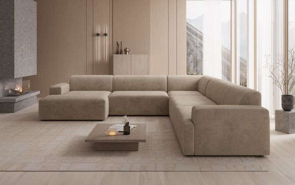 Luxusbetten24 Sofa Designer Sofa Monza Wohnlandschaft U XXL, in Samt