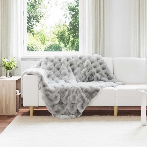 vidaXL Rutschfeste Decke aus Kunstkaninchenfell Olite 4 pcs Grau 42021813
