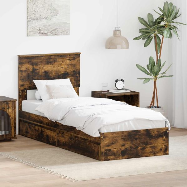 vidaXL Aufbewahrungsbett Geräucherte Eiche 75 x 190 cm Holzwerkstoff 3410851
