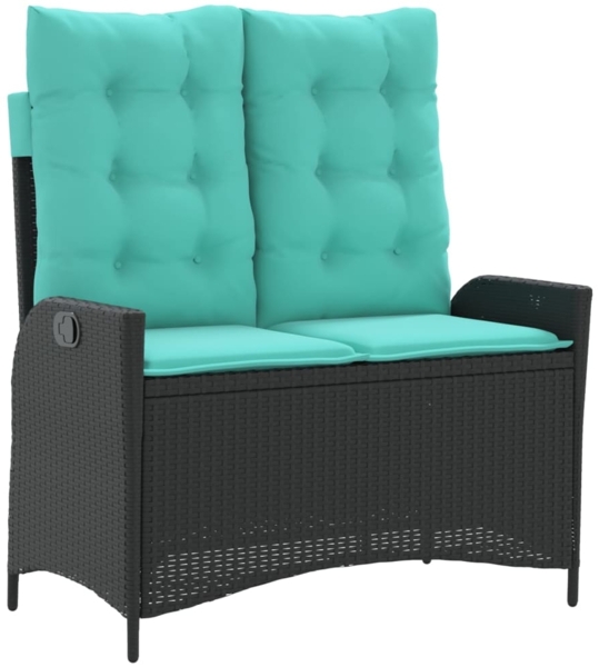 vidaXL Gartenbank Verstellbar mit Kissen Schwarz Poly Rattan 368244
