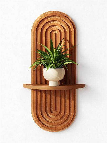 Bamworld Deko-Wandregal 2-stufiges Holz-Wandregal im Boho-Stil, 23x43 cm, 1-tlg, Mid-Century Modern Deko für Wohnraum, Schlafzimmer & Bad