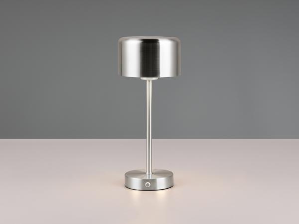 Reality Leuchten 'Jeff' LED Akku Tischleuchte inkl. 1.5 Watt LED, 4 fach Touch, Metall nickel matt, Ø 10 x H 30 cm