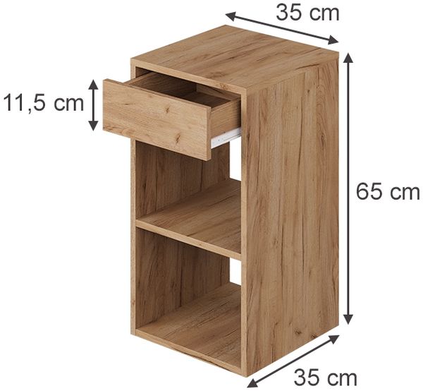 Nachttisch Dany Goldkraft Eiche 35 x 65 cm mit 1 Schublade Vicco Bild 2