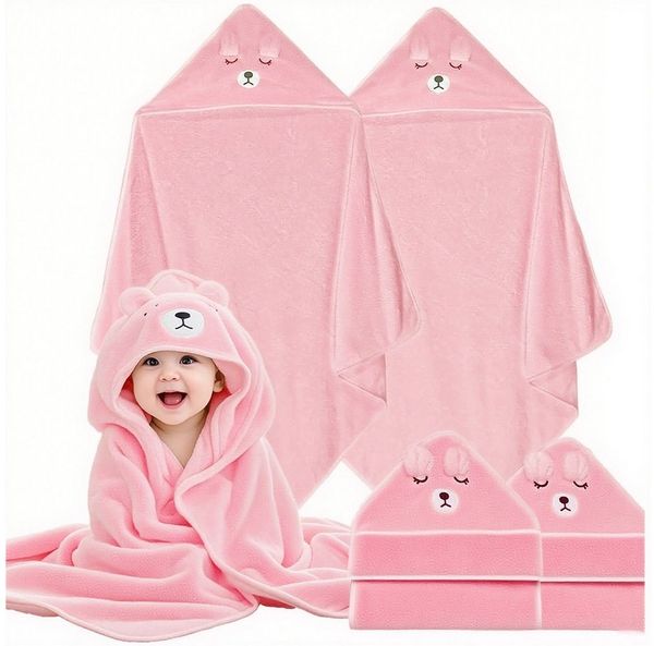 Mutig Kapuzenhandtuch Kapuzenhandtuch Baby, 2 Stück Neugeborene Waschlappen,mit süßen Ohren, (Extrem weich, atmungsaktiv, saugfähig), geeignet für Kinder von 0, 1, 2, 3 Jahren, für Mädchen und Jungen