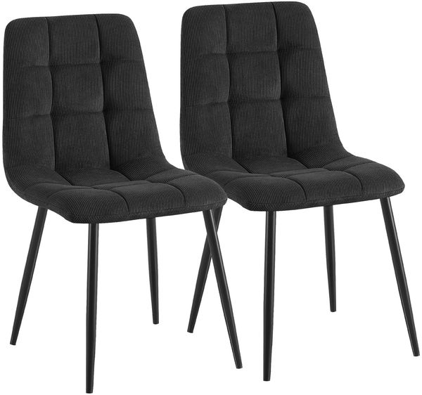 CLP 2er Set Esszimmerstühle Antibes Cordbezug gepolstert Rückenlehne bis 150 kg,schwarz