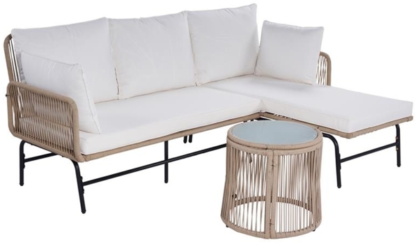 Gartenmöbel Set Lounge Rope Sitzgruppe Seil-Optik Gartenbank Gartenset Beige