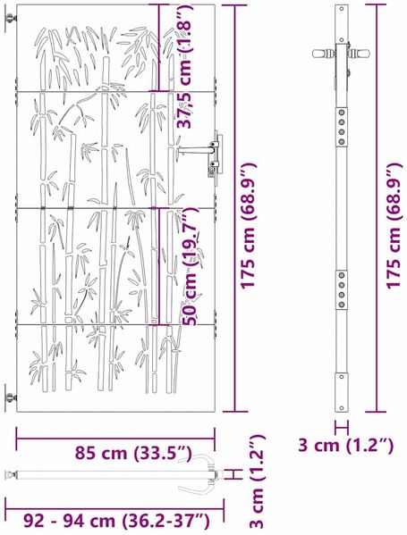 vidaXL Gartentor 85 x 175 cm Pulverbeschichteter Stahl Schwarz 42015872 Bild 10