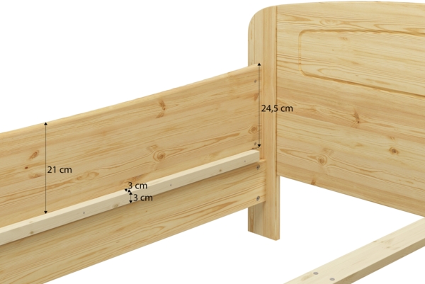 Extra hohes Holzbett 160x200 Massivholzbett Kiefer Zubehör wählbar V-60.44-16Rollrost und Matratze inkl. Bild 7
