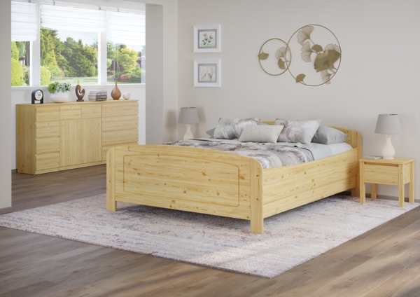Extra hohes Holzbett 160x200 Massivholzbett Kiefer Zubehör wählbar V-60.44-16Rollrost und Matratze inkl. Bild 11