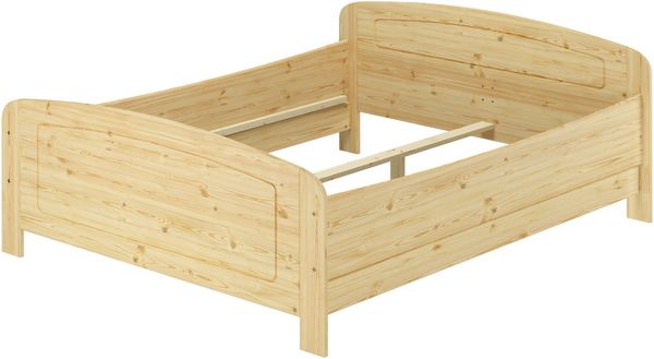 Extra hohes Holzbett 160x200 Massivholzbett Kiefer Zubehör wählbar V-60.44-16Rollrost und Matratze inkl.
