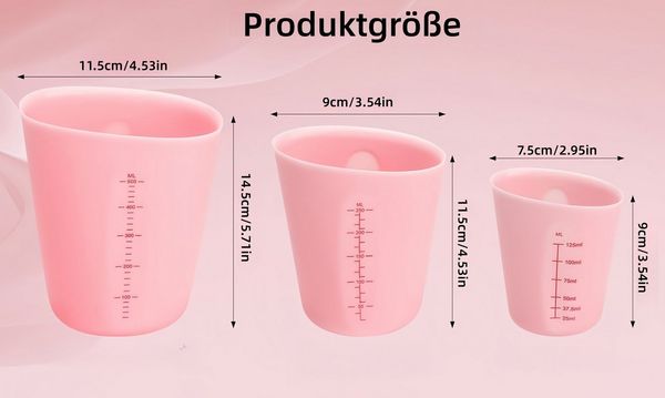 FOUORTUNATE-BEE Messbecher Silikon-Messbecher Set 3-teilig, 500/250/125 ml, (3-St), Für DIY Gießformen und kreatives Basteln geeignet