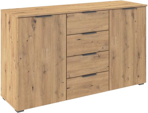 OTTO home Kombikommode Sideboard Schubladenkommode AGORDO mit Dekor- oder Hochglanzfront (in zwei Griff-Farben, Breite 120 cm), vier große Schubladen, mit insgesamt 4 Einlegeböden MADE IN GERMANY