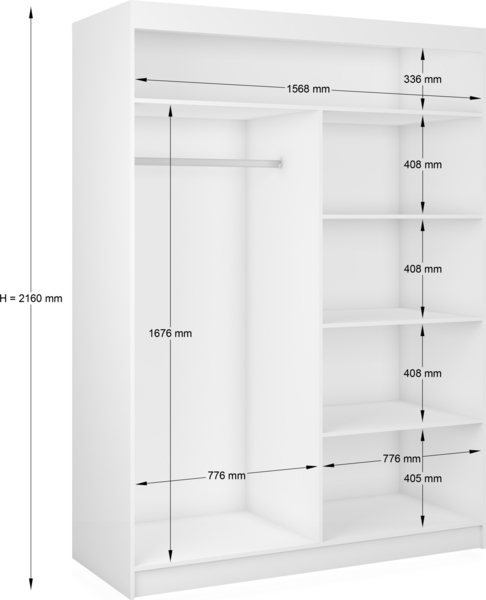 AX LIVING Cabinio Weiß Schrank mit Spiegel 160 cm Schwarze Lamellen Bild 4