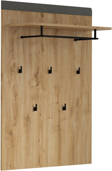 Garderobenschrank Blanshe in Filz grau und Eiche Schuhschrank 60 x 200 cm