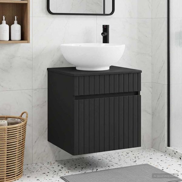 vidaXL Wandmontierte Waschbecken-Vanität Schwarz 49 x 44,5 x 66,5 cm 890603