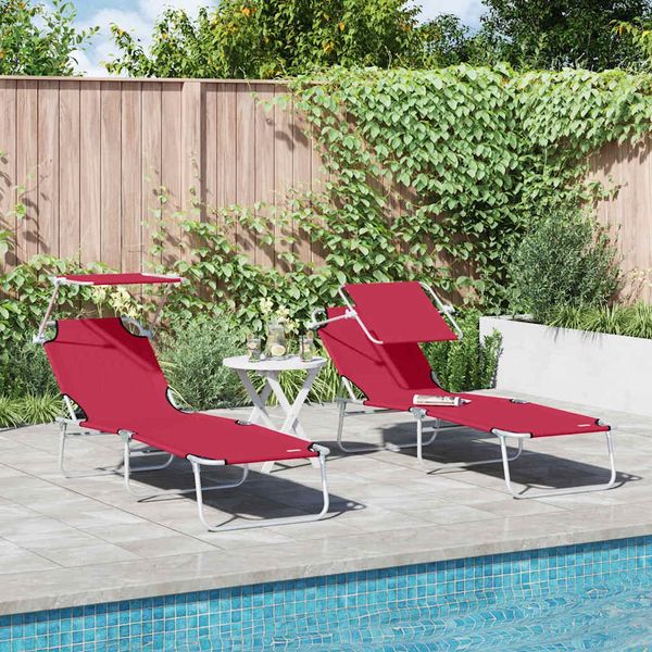 vidaXL Sonnenliege 2 pcs Rot 58 x 188 x 77cm Polyester 42003061