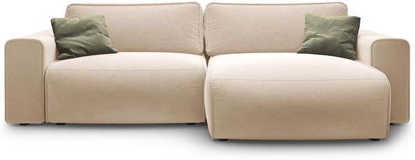Micadoni Ecksofa Victor 3-Sitzer Rechts Samt Nude