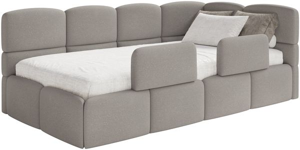 Selsey 'Cloudy' Kinderbett 120x200, Kopfteil rechts, Matratze & Bettkasten, Chenille Hellbraun