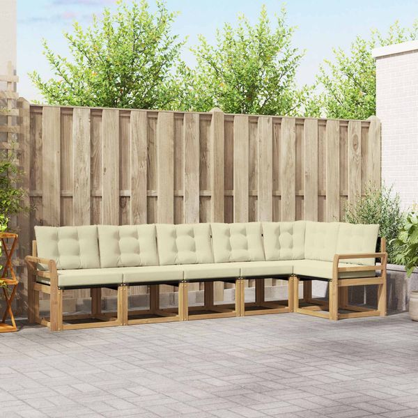vidaXL Outdoor-Sofagarnitur mit Kissen 6 pcs Weiß und Creme 3389524