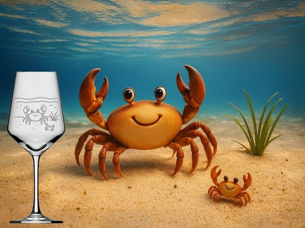 eXODA Weinglas Gravur Krebs mit Baby - 350ml spülmaschinenfest, 1-tlg, Glas, Atemberaubende Darstellung